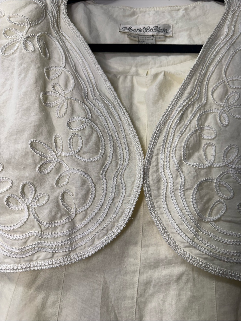 Embroidered Ivory Midi Dress with Cropped Jacket - Picture 3 of 14